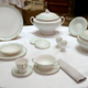 This selection of antique dinnerware is safe from getting sucked up into our sinuses for now.